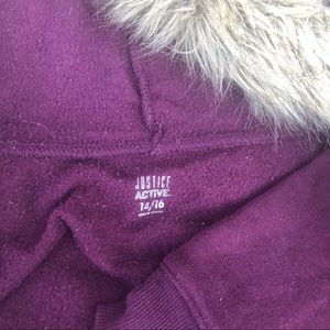 Justice Jackets & Coats - Justice Active Logo Fur Hoodie with Glitter Maroon Justice Jackets & Coats - Justice Active Logo Fur Hoodie with Glitter Maroon